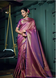 Beautiful Purple Color Pure kanjivaram Silk Saree for Special Occasion
