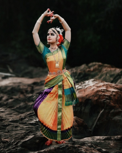 Excellent Yellow and Green Color Kuchipudi Sunpleat Costume