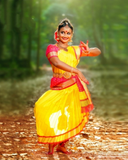 Charming Yellow and Pink Color Kuchipudi Sunpleat Costume