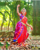 Pretty Red and Purple Color Kuchipudi Sunpleat Classical Dance Costume