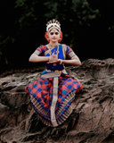 Beautiful Blue and Red Color Kuchipudi Sunpleat Classical Dance Costume