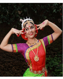 Charming Red, Purple and Light Green Color Kuchipudi Sunpleat Costume