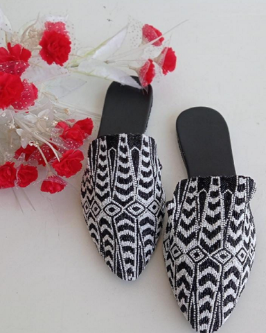 Beautiful Black and White Color Comfortable Mules