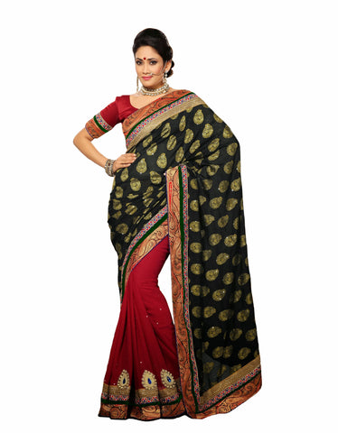 Classic Designer Red/Black Color Saree