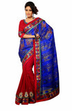 Classic Designer Red/Royal Blue Color Saree