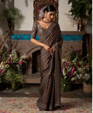 Gorgeous Chocolate Brown Color Dolla Silk Designer Saree for Special Occasion