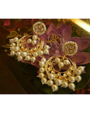 Kundan Chand Bali Earrings With Pearl Drops