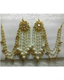 Kundan Floral Pearl Tassel Earrings With Air Attachment