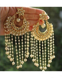 Kundan Chandbali Earrings With Pearl Tassels