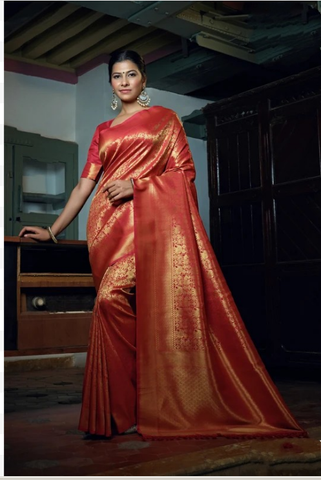 Gorgeous Red Color Pure Kanjivaram Silk Saree for Special Occasion