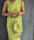 Charming Yellow Color Ruffle Designer Fox Georgette Saree with Mirror Work for Special Occasion
