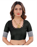 Lovely Black Color Banarasi Silk Saree with Beautiful Silver Zari Weaving for Special Occasion