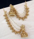 Beautiful Golden Color Jhumka with Pearls designed for both Traditional and Fashionable Outfits