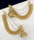Gorgeous Golden Color Jhumka with Pearls designed for both Traditional and Fashionable Outfits
