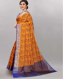 Gorgeous Light Orange and Blue Color Banarasi Silk Saree for Special Occasion